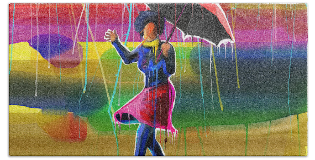 Rain Beach Towel featuring the painting Beautiful Rain by Anthony Mwangi