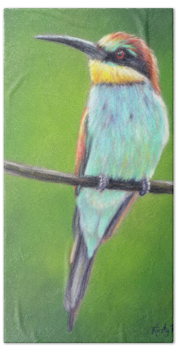  Beach Towel featuring the pastel Bee-Eater by Kirsty Rebecca