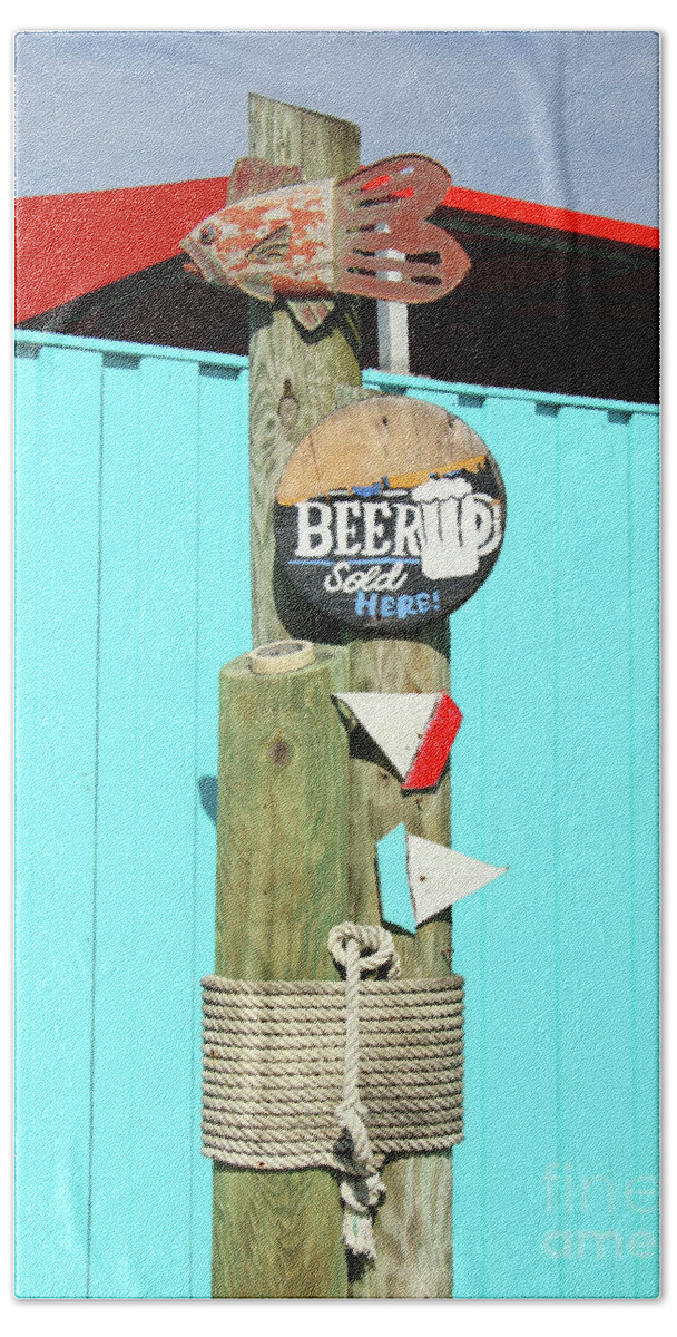 Beer Beach Towel featuring the photograph Beer Sign in Southport NC 6703 by Jack Schultz