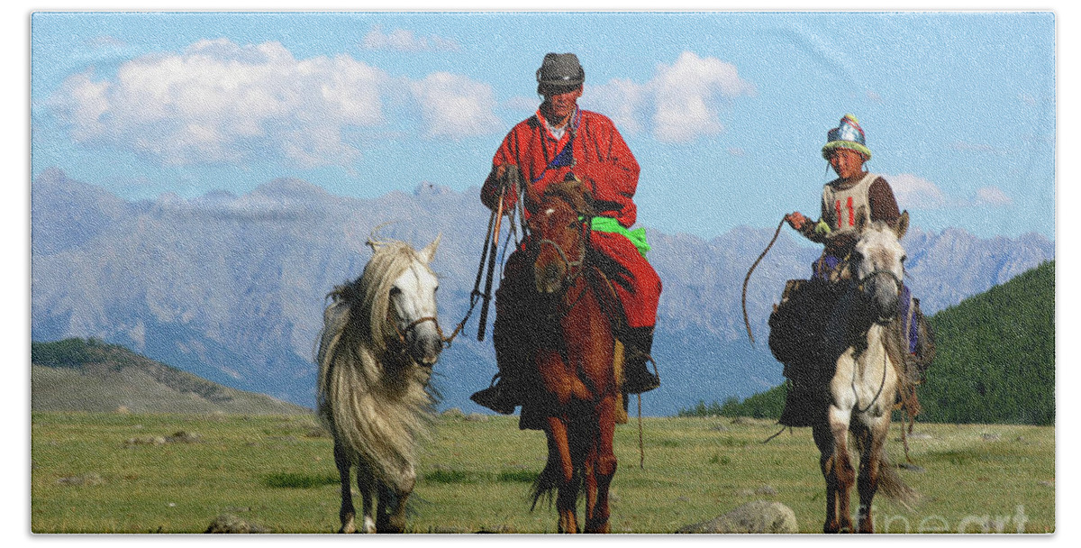 Before Mongol Naadam Day Beach Towel featuring the photograph Before Mongol Naadam day by Elbegzaya Lkhagvasuren