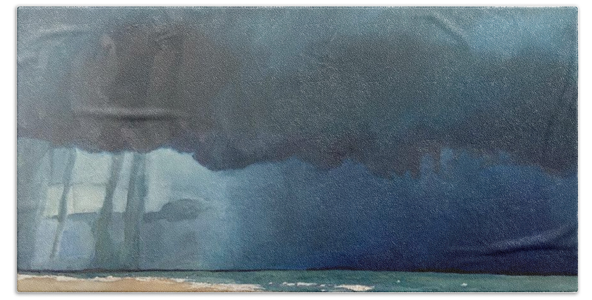 Beach Towel featuring the painting Before the storm by Chris Gholson