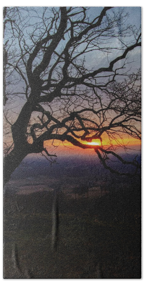 Blue Ridge Mountains Beach Towel featuring the photograph Behind the Winter Trees by Deb Beausoleil