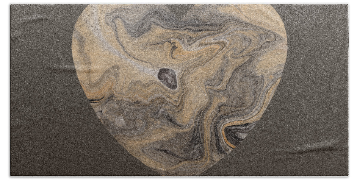 Stone Heart Beach Towel featuring the painting Beige Marble Heart Watercolor by Irina Sztukowski