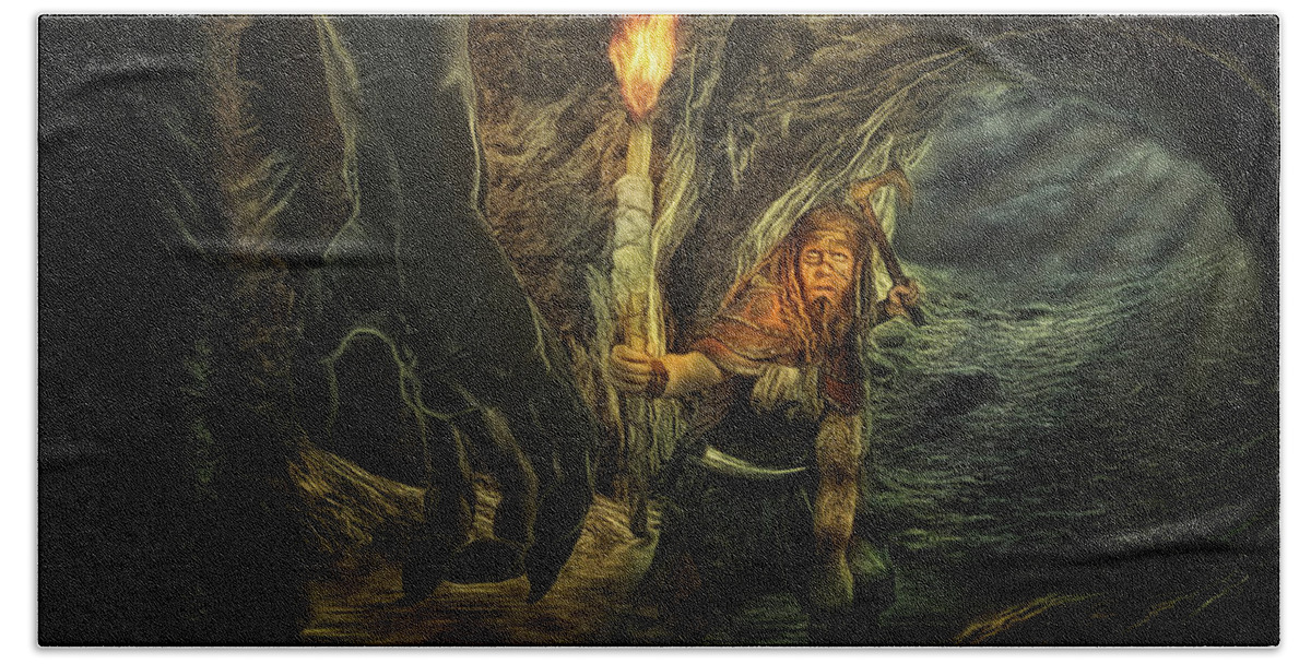 Beowulf Beach Towel featuring the digital art Beowulf by Brad Barton