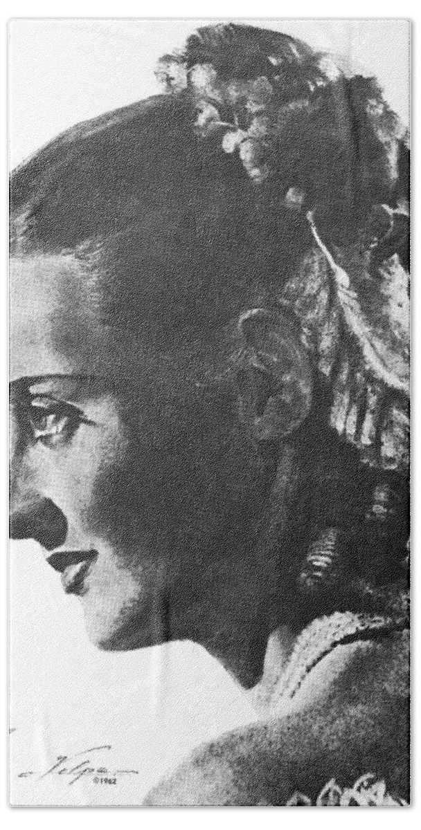 Bette Davis Beach Towel featuring the drawing Bette Davis 1938 by Movie World Posters