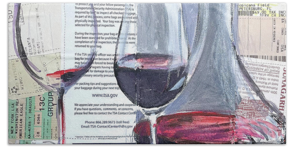 Red Wine Beach Towel featuring the painting Better with Age by Tilly Strauss