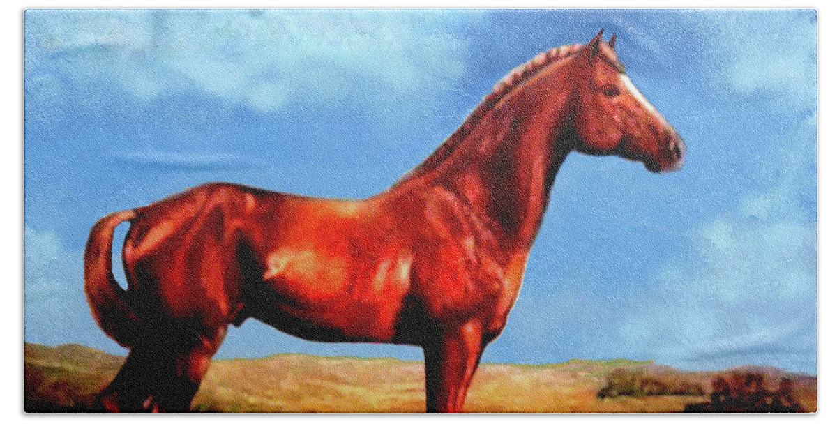 Horse Beach Towel featuring the painting Big Red by Loxi Sibley