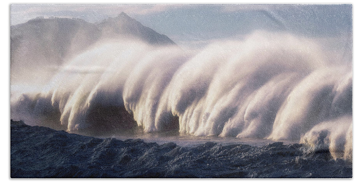 Wave Beach Towel featuring the photograph Big Waves by Mikel Martinez de Osaba