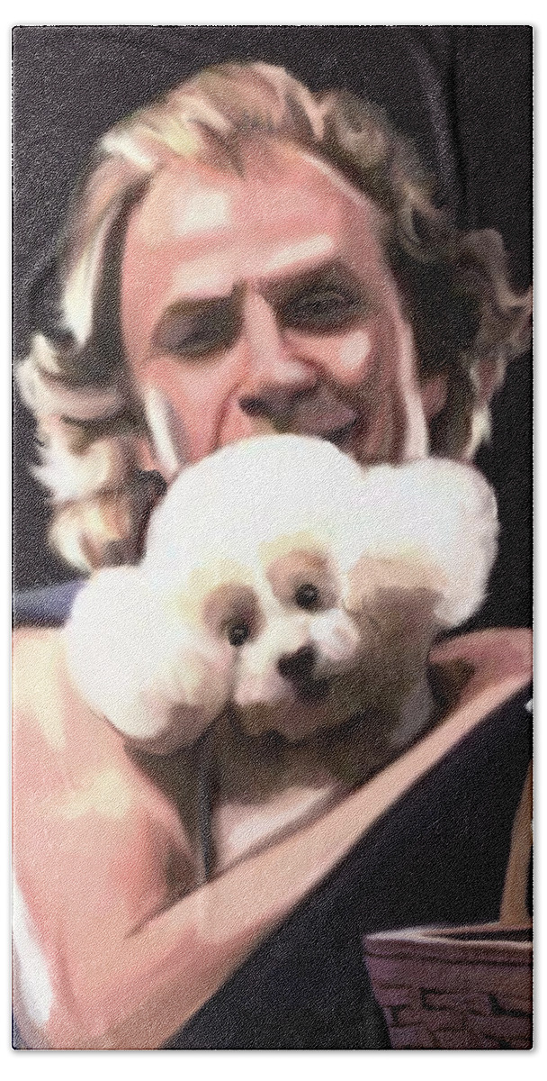 Buffalo Bill Beach Sheet featuring the painting Bill with Precious by Brett Hardin