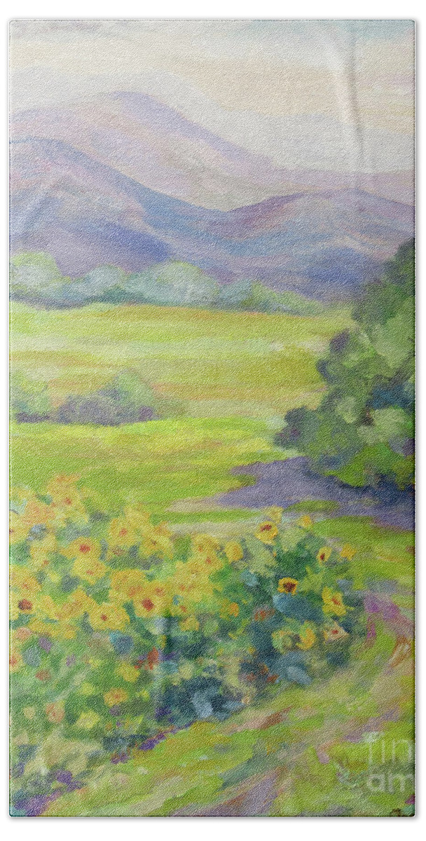 Sunflower Beach Towel featuring the painting Biltmore Sunflowers by Anne Marie Brown