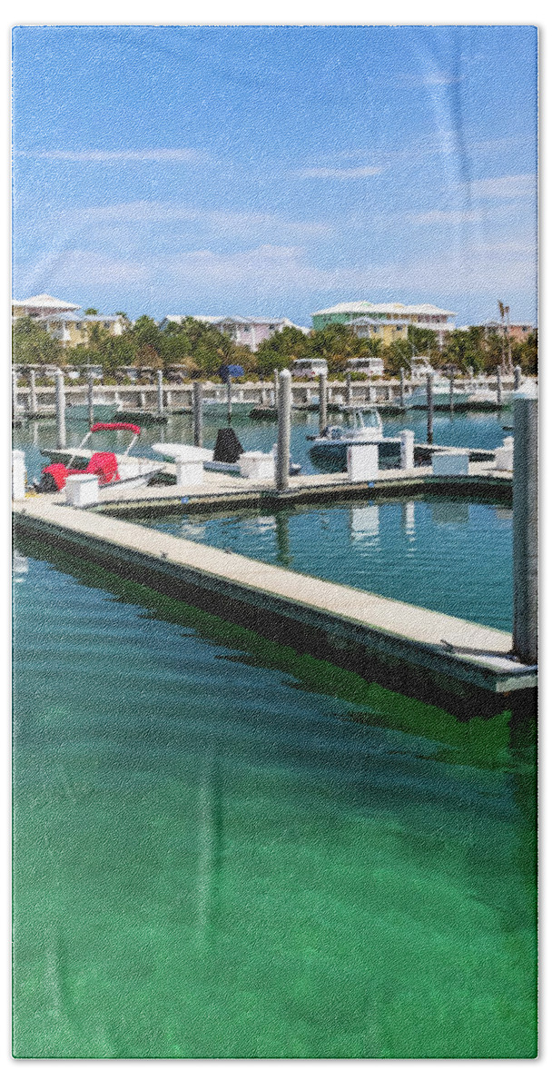 Bahamas Beach Towel featuring the photograph Bimini Bay Resort Marina by Ed Gleichman