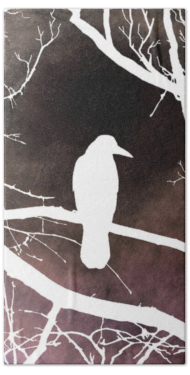 Bird Beach Towel featuring the digital art Bird 79 Crow Raven by Lucie Dumas
