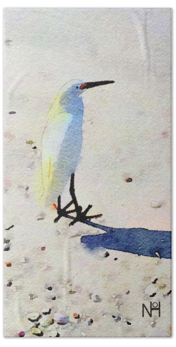 Ocean Beach Towel featuring the digital art Birdie Bird by Nancy Olivia Hoffmann