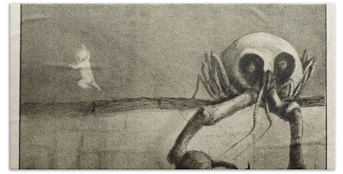 Alfred Kubin Beach Towel featuring the painting Birth of the Man, 1903 by Alfred Kubin