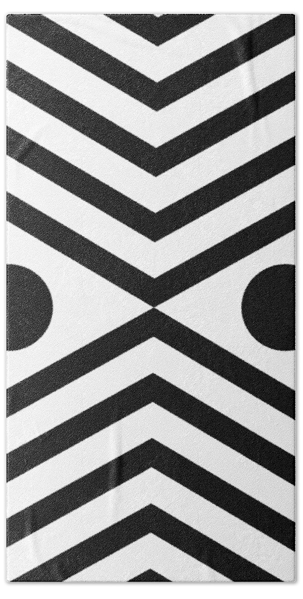 Abstract Beach Towel featuring the mixed media Black And White Minimalist Abstract Geometric Art by Modern Abstract