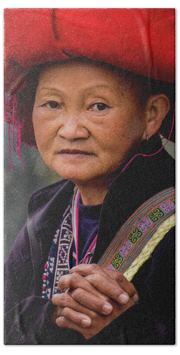 Black Beach Towel featuring the photograph Black Hmong Woman by Arj Munoz