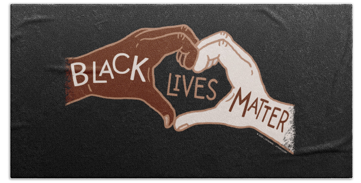 Black Lives Matter Beach Towel featuring the digital art Black Lives Matters - Heart Hands by Laura Ostrowski
