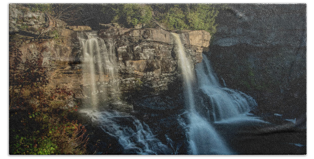 Waterfall Beach Towel featuring the photograph Blackwater Falls Waterfall by Carolyn Hutchins