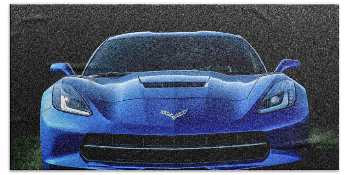 Corvette Beach Towel featuring the digital art Blue 2013 Corvette by Douglas Pittman
