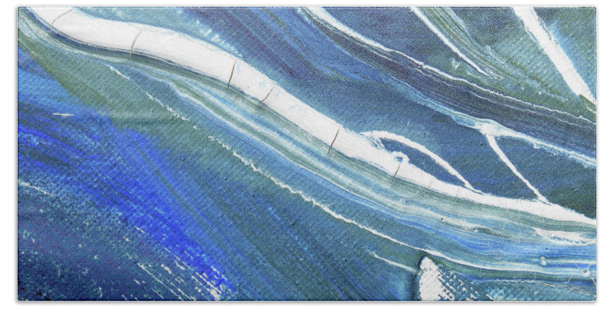 Teal Blue Beach Towel featuring the painting Blue And Gorgeous Wave Of The Sea Beach House Ocean Art IX by Irina Sztukowski