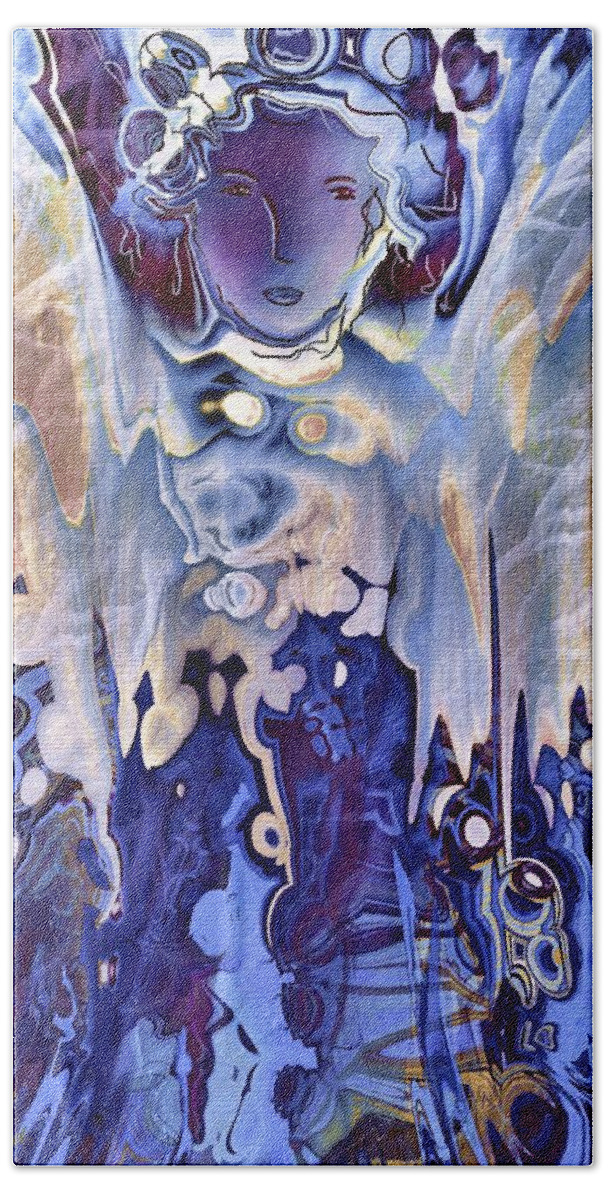 Angels Beach Towel featuring the painting Blue Angel by Natalie Holland