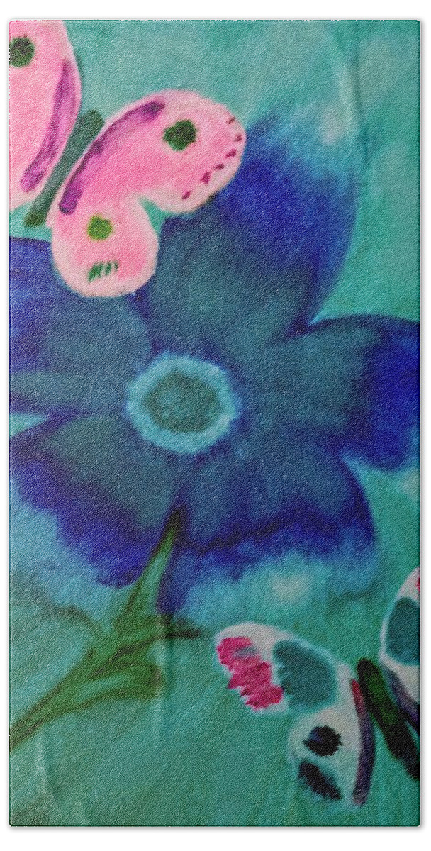 Blue Beach Towel featuring the painting Blue Blossom by Anna Adams