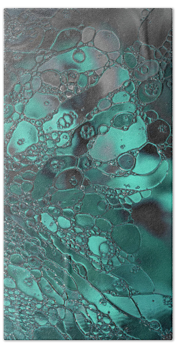 Oil Beach Sheet featuring the photograph Blue Bubble Glass Abstract by Bruce Pritchett