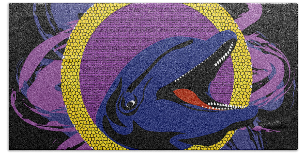 Blue Beach Towel featuring the digital art Blue Dolphin by Piotr Dulski