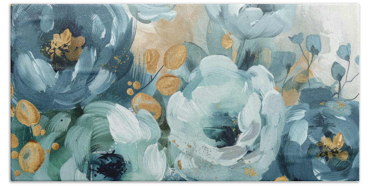 Roses Beach Towel featuring the painting Blue Drama by Tina LeCour