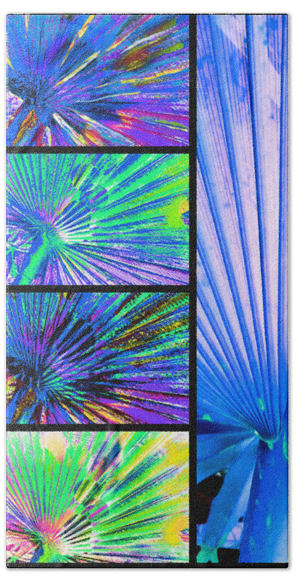 Palm Fans Beach Towel featuring the digital art Cool Blue Fans by Pamela Smale Williams