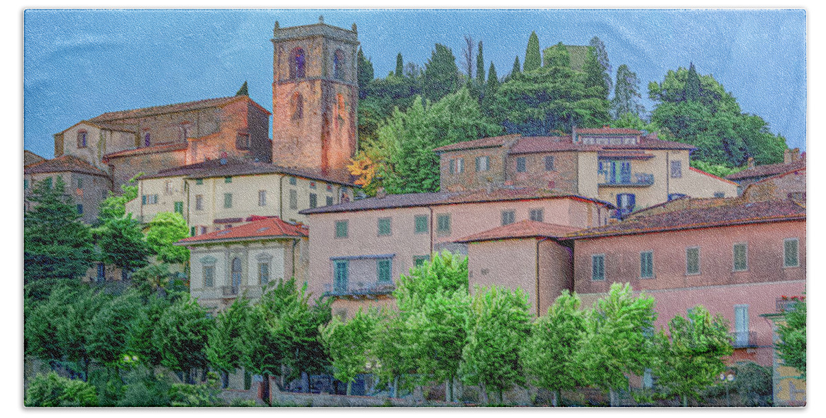 Montecatini Beach Towel featuring the photograph Blue Hour in Montecatini Alto by Marcy Wielfaert