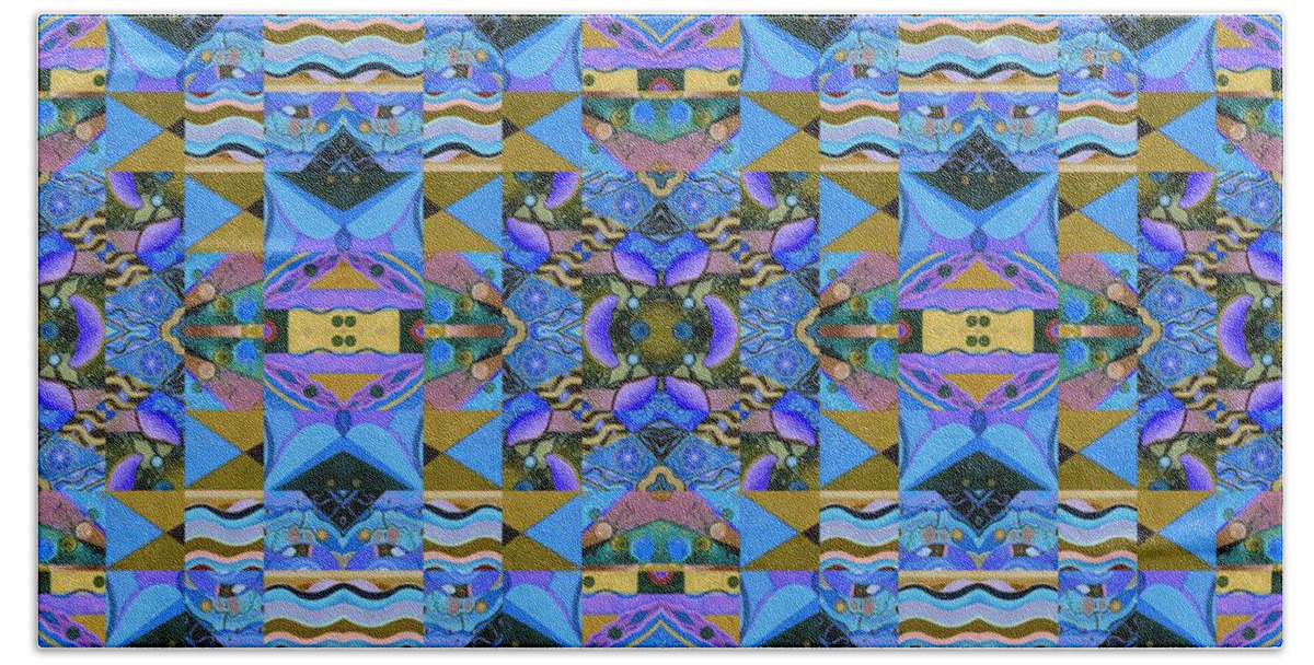 Blue Magic 1 By Helena Tiainen Beach Towel featuring the painting Blue Magic 1 by Helena Tiainen