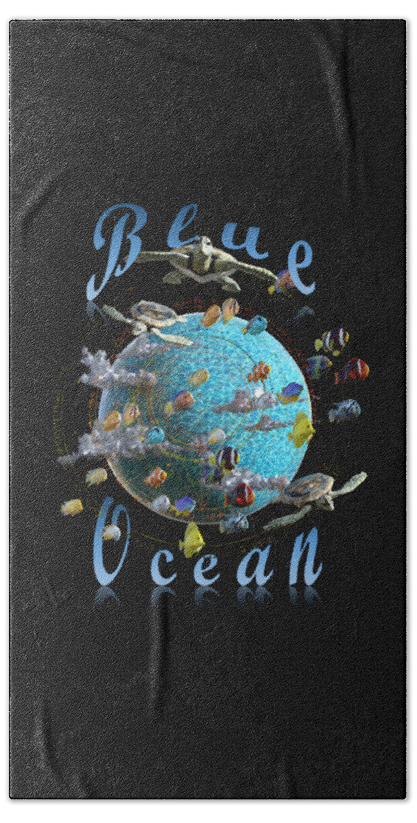Water Beach Towel featuring the digital art Blue Ocean t-shirt design by Richard Hopkinson