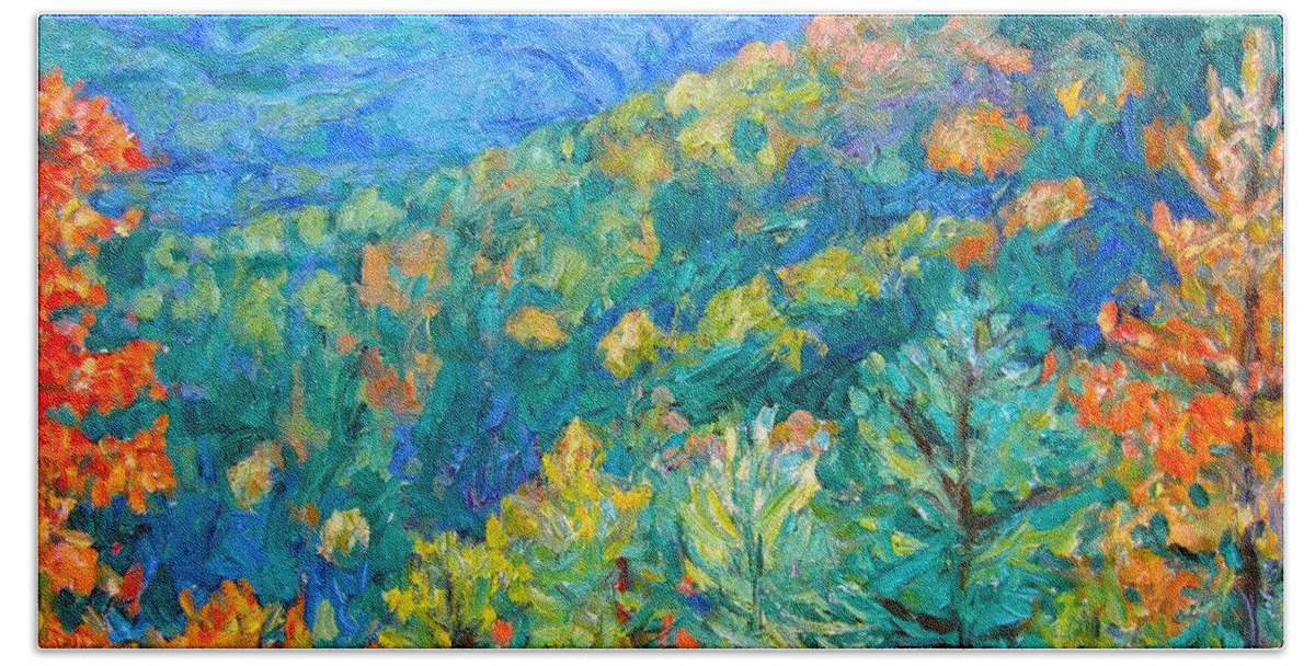 Blue Ridge Mountains Beach Towel featuring the painting Blue Ridge Autumn by Kendall Kessler