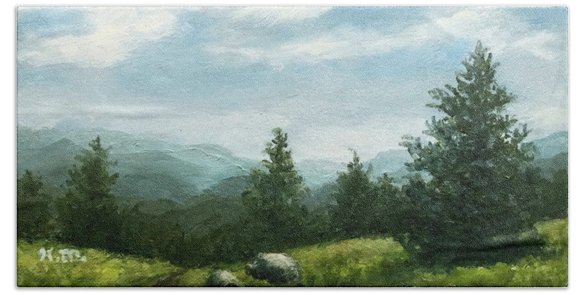 Mountains Beach Sheet featuring the painting Blue Ridge Mini by Kathleen McDermott