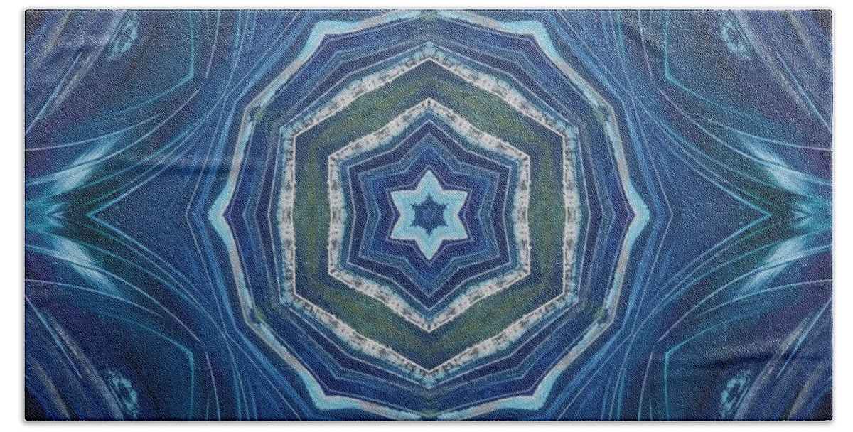 Blue Beach Towel featuring the digital art Blue Way - Kaleidoscope by Themayart