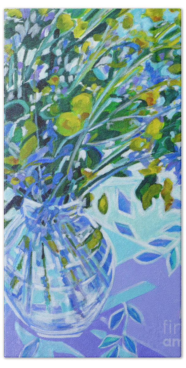 Contemporary Painting Beach Towel featuring the painting Bluebells by Tanya Filichkin