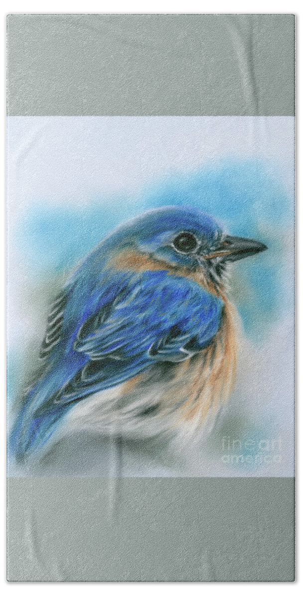 Bird Beach Towel featuring the painting Bluebird in Winter by MM Anderson