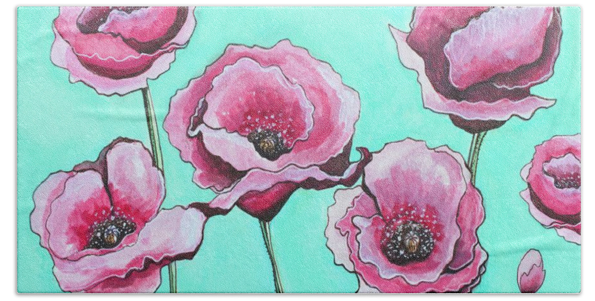 Poppies Beach Towel featuring the painting Blush by Elizabeth Robinette Tyndall