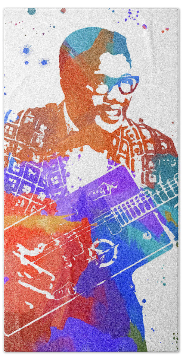 Bo Diddley Color Splash Beach Sheet featuring the painting Bo Diddley Color Splash by Dan Sproul