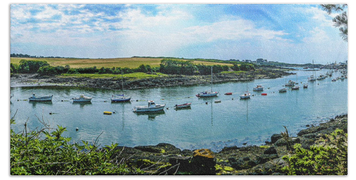 France Beach Towel featuring the photograph Boats in the harbor by Jim Feldman