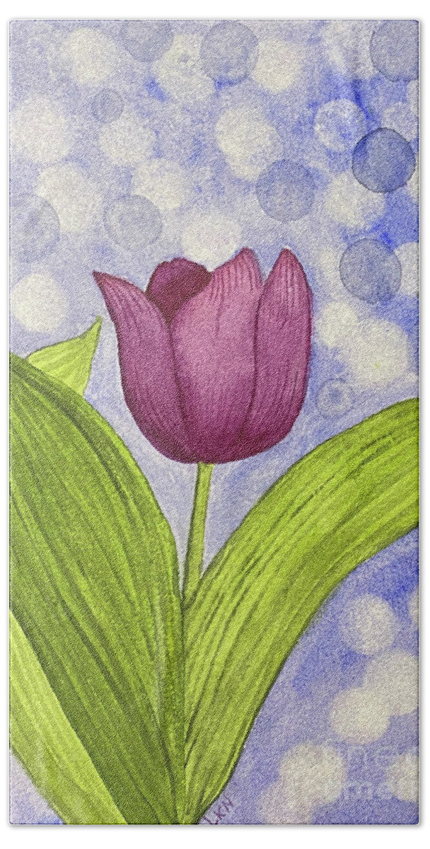 Tulip Beach Towel featuring the painting Bokeh Tulip by Lisa Neuman