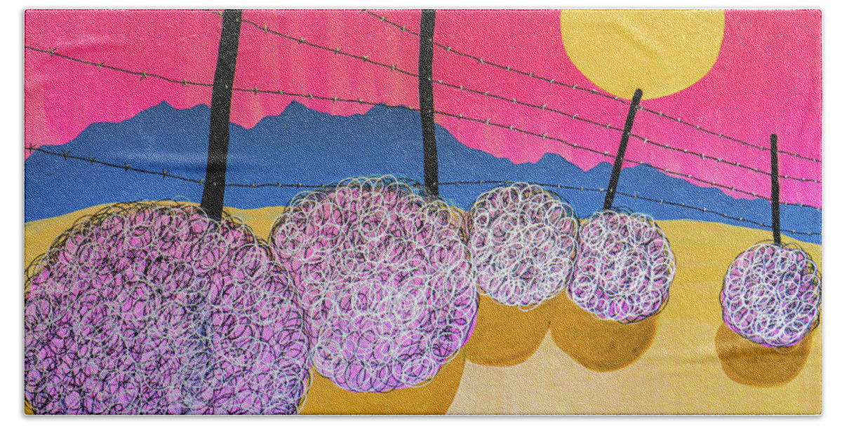 Bold Beach Towel featuring the painting Bold Tumbleweed Journey Two by Ted Clifton