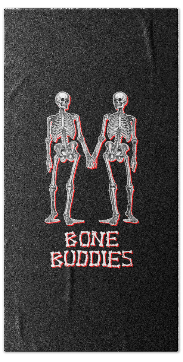 Halloween Beach Towel featuring the digital art Bone Buddies Funny Skeleton by Flippin Sweet Gear