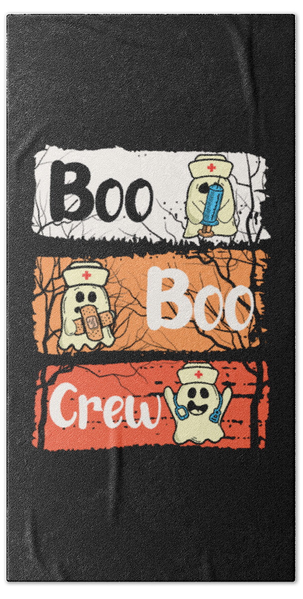 Boo Boo Crew Nurse Halloween Beach Towel featuring the digital art Boo Boo Crew Nurse Halloween by Sweet Birdie Studio