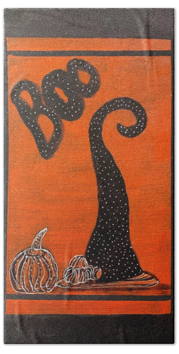 Boo Beach Towel featuring the painting BOO by Juliette Becker