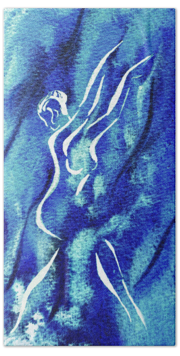 Ultramarine Beach Towel featuring the painting Born From The Ocean Teal Blue Ultramarine Waters by Irina Sztukowski