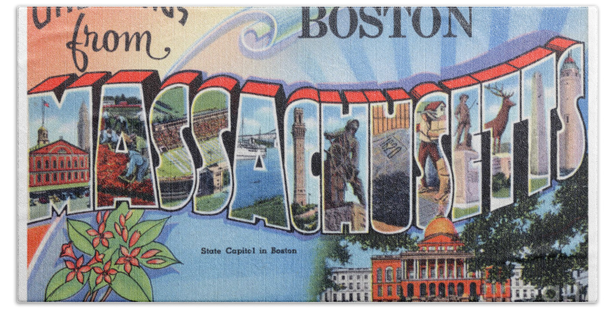 Building Beach Towel featuring the photograph Boston Greetings - Version 2 by Mark Miller