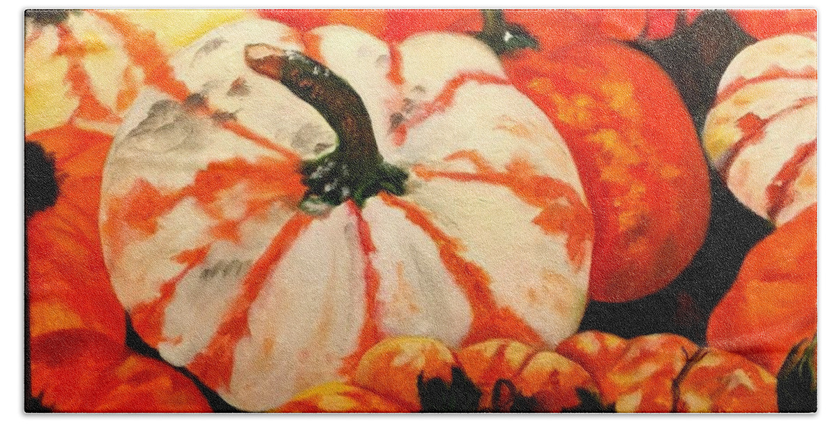 Fall Beach Towel featuring the painting Bountiful Harvest by Juliette Becker