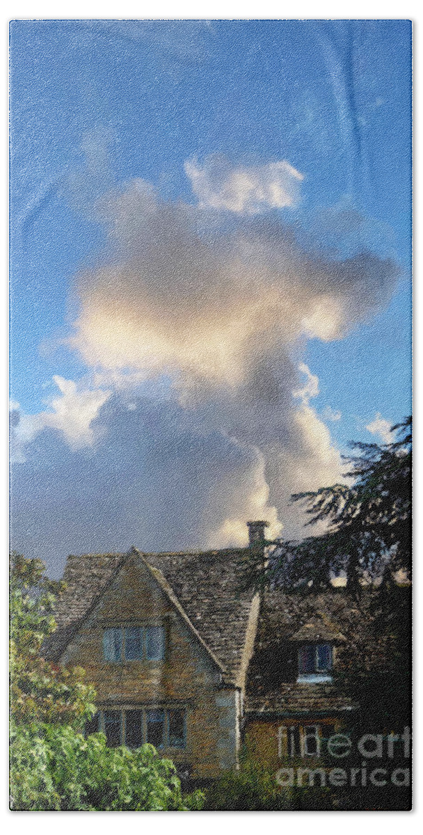 Bourton-on-the-water Beach Towel featuring the photograph Bourton Gables and Clouds by Brian Watt